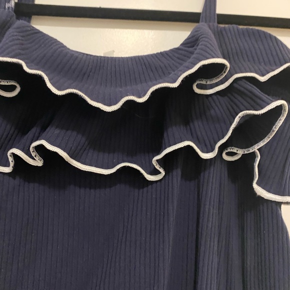 Revolve “About US “Blue & White over the shoulder - Picture 2 of 3